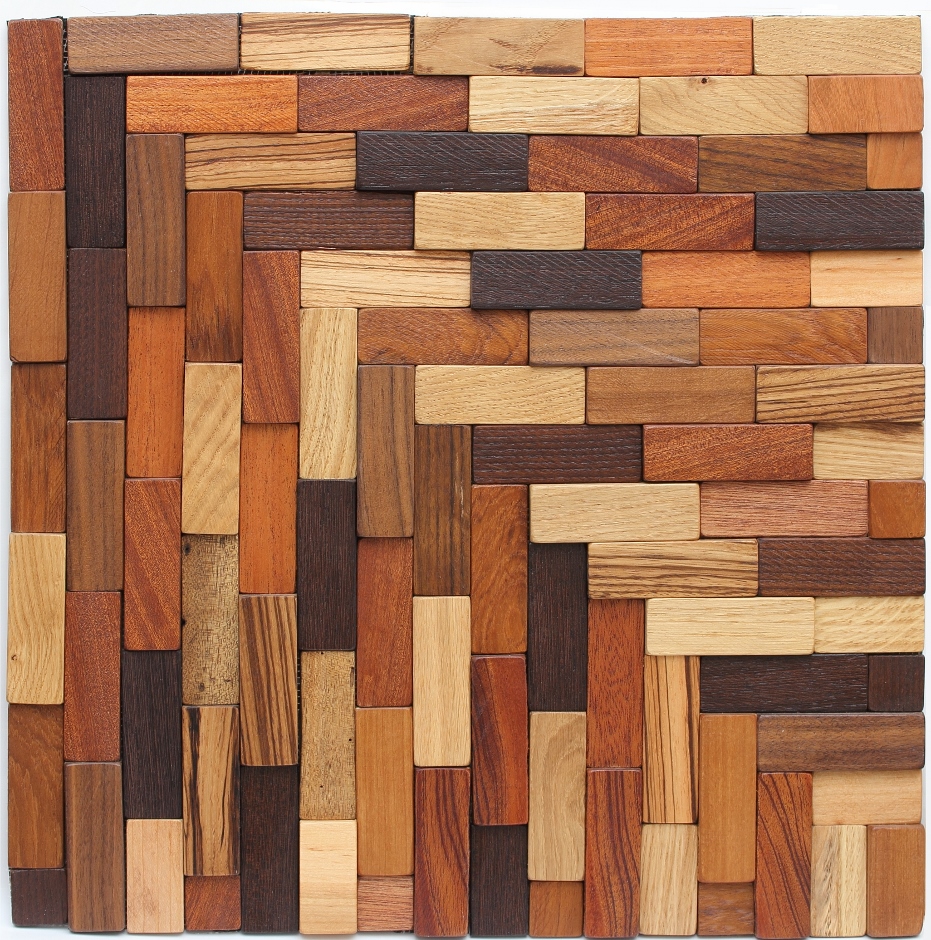 River - Mosaic tiles. Handmade of exotic wood